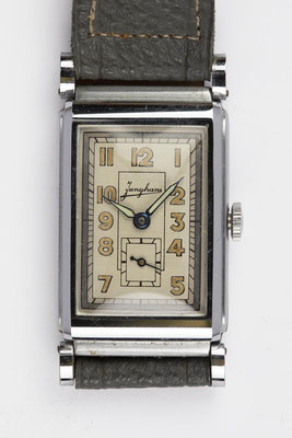 Armbanduhr, Junghans 1936, Werk Nummer 81, versilbertes Zifferblatt, Radiumzahlen und Zeiger