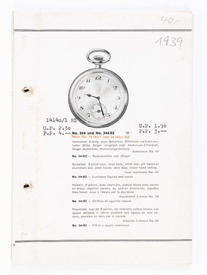 Kienzle Uhrenkatalog für Taschen- und Armbanduhren, Schwenningen, 1939, Seite 1