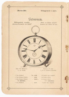 Uhrenkatalog der Firma "Gebrüder Junghans" in Schramberg, aus dem Jahre 1889, Seite 12