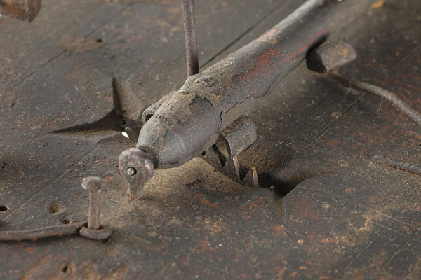 Holzrräderuhr aus dem Schwarzwald, Italienischer Schlag (Stundenschlag bis 6) mit Schlagwiederhohlungum, um 1790, Anker mit Hakengang