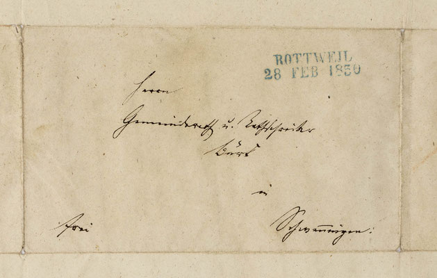 An Herrn Gemeinderath und Rathschreiber Bürk in Schwenningen, 28. Februar 1850