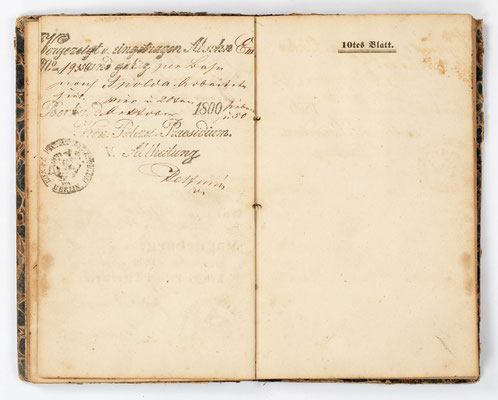 Wanderbuch des Fleischergeselle Christian Opel, Großherzogtum Sachsen Weimar Eisenach 1856