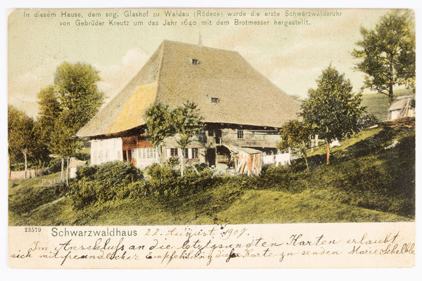 Glashof, Ursprungsort der Uhrmacherei, Postkarte gesendet 22.08.1907