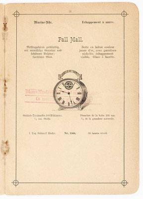 Uhrenkatalog der Firma "Gebrüder Junghans" in Schramberg, aus dem Jahre 1889, Seite 21
