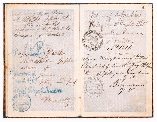 Wanderbuch des Böttchergeselle Heinrich Reinebeck aus Gifhorn, Königreich Hannover 1865