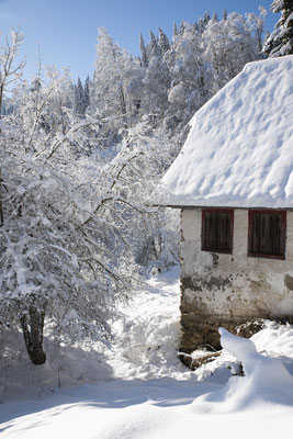 Altes schwarzwälder Häusle im Schnee