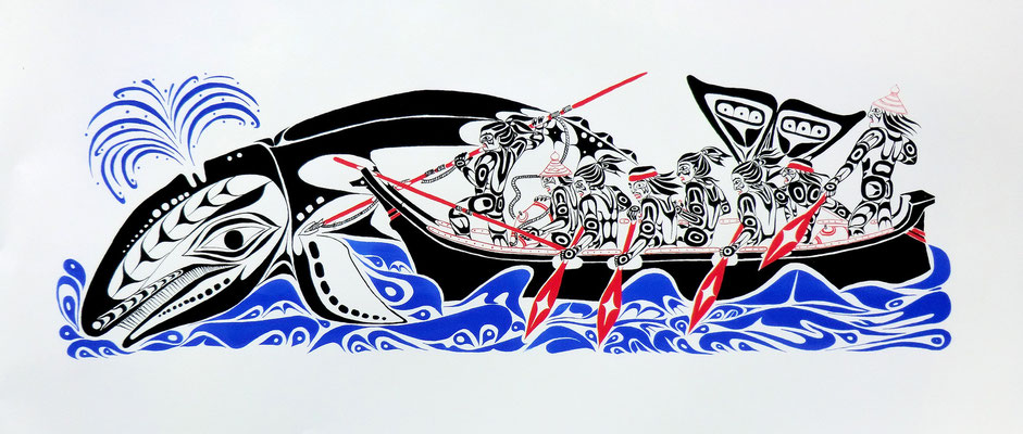 "Makah Whale Hunt" Serigraph, 2000