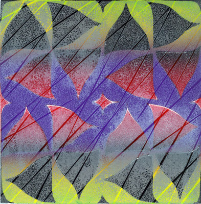 "Purple Frost" Linocut w/stencil, 2010