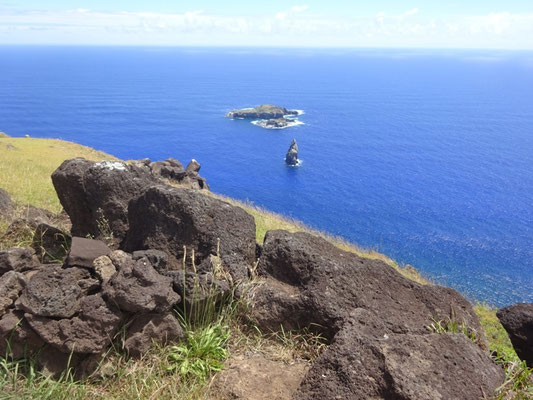 Vue sur Motu Nui depuis le haut de la falaise