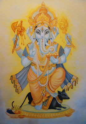 Daniela Rutica: Ganesha, 90 x 120 cm, Acryl/Lw., 2023