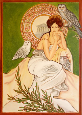 Daniela Rutica: Pallas Athene, 50 x 70 cm, Acryl/Lw, 2019
