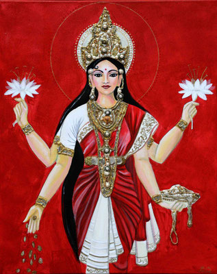 Daniela Rutica, "Lakshmi", 50 x 70 cm, Acryl, Strukturpaste und Perlen/Lw., 2010