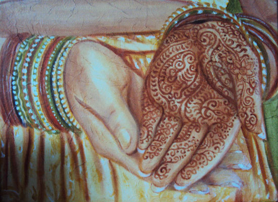 Daniela Rutica: Mehndi, 30 x 20 cm, Acryl/Lw, 2012