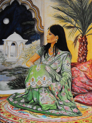 Daniela Rutica: Indian Night, 50 x 70 cm, Acryl/Lw, 2012