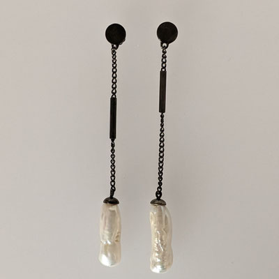Ohrhänger "toujour deco" 925 Silber, oxidiert, Barockperlen