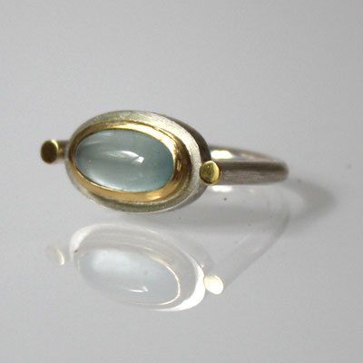 Ring 925 Silber, 750 Gold, Aquamarin