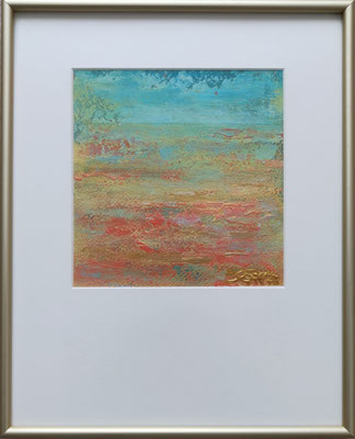 PASTEL 0.29 x 0.29m   Acrylverf op papier in zilver-/goudkleurige lijst