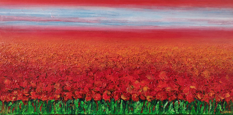ABSTRACT LANDSCHAP 1.20 x 0.60m Acrylverf op linnen (Opdracht)