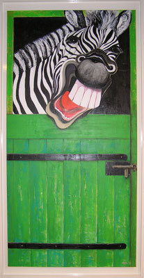 ZEBRA Acrylverf op linnen in houten lijst.