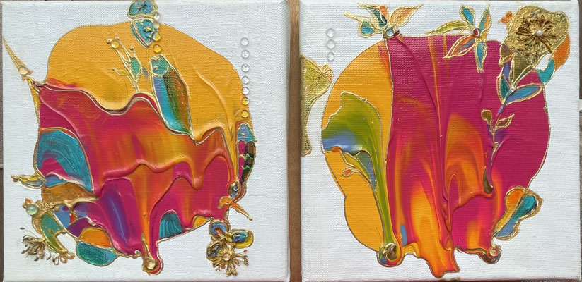 TWEELUIK ABSTRACT 0.20 x 0.20m         Acrylverf op linnen     