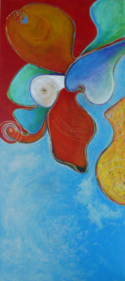 VIEW OF PARADISE 0.80 x 1.80m (3D) Acrylverf op linnen met glas