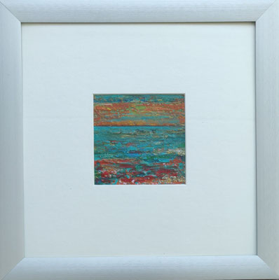 0.35 x 0.35m ABSTRACT LANDSCHAP    Acrylverf in zilverkl. lijst