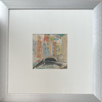 0.35 x 0.35m    “ITALY 2004”    Mixed media in zilverkleurige . lijst