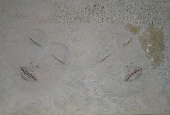 DROOM VROUWEN 1.50 x 1.00m (3D) Acrylverf op linnen met glas