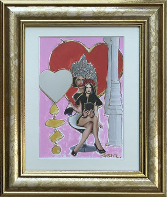 COLLAGE 4 “BRIGITTE”                  0.27 x 0.32m in goudkleurige lijst