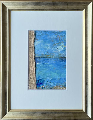 0.21 x 0.27m ABSTRACT LANDSCHAP met Acryl/Inkt/Boomschors 