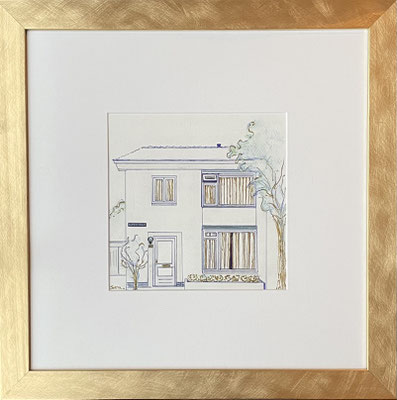 “FRANCY’S OUDERLIJK HUIS”       0.40 x 0.40m in goudkleurige lijst