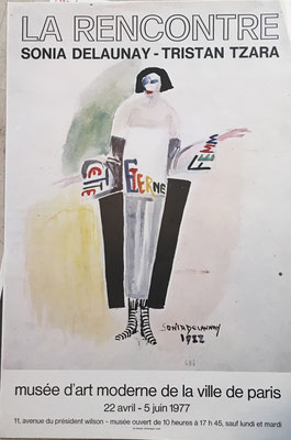 sonia delaunay affiche lithographique originale , la rencontre , Sonia Delaunay, Tristan Tzara, Musée d'Art Moderne de la Ville de Paris 