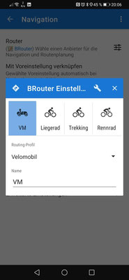 Zuordnung der Profile. Wichtig: bei den Routing Profilen nach unten scrollen um die externen Profile im Ordner "profile2" zu wählen