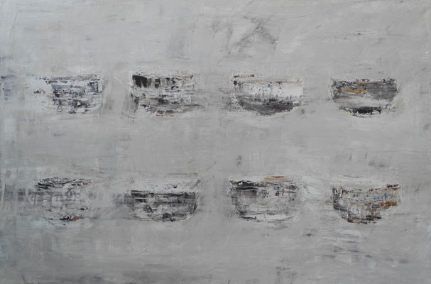 8 teeschalen, öl, 80x120, 2016