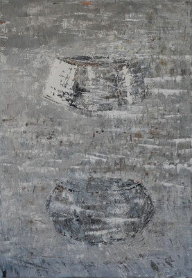 2 teeschalen, öl, 100x70, 2016