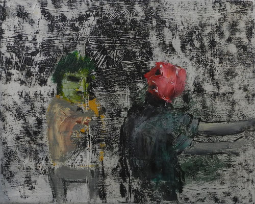 öl/ölkreide, 24x30, 2018
