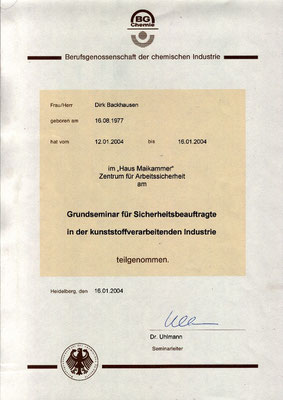Dirk Backhausen - Seminar für Sicherheitsbeauftragte