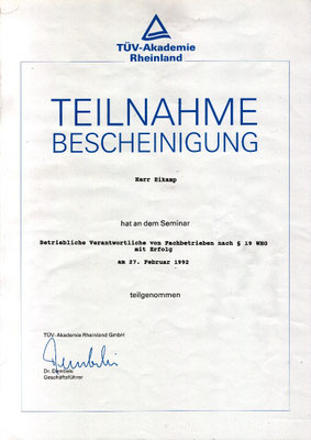 Bruno Eikamp - Betrieblich Verantwortlicher von Fachbetrieben