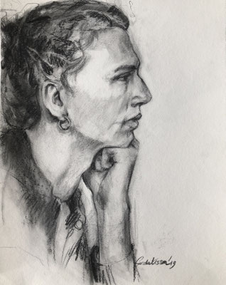 Portret in houtskool - 60x40cm - '19