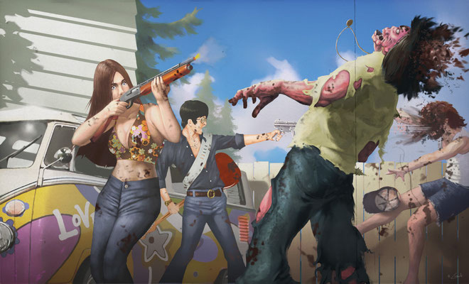 Artwork - Illustration - Love, Peace and Zombies