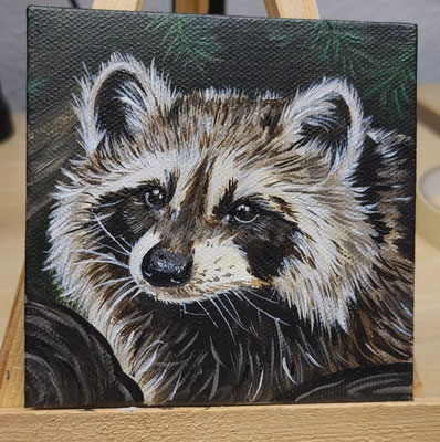 10x10cm Mini Acryl - Waschbär - SOLD