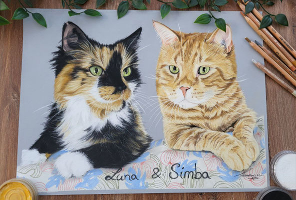 ,,Luna und Simba,, Auftragsarbeit November 2024 - 30x40cm 