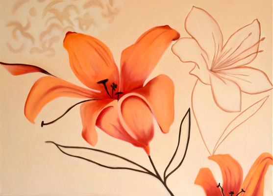 Flower abstrakt - Öl auf Leinwand, 80 x 60 cm