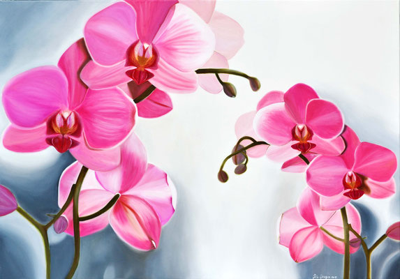 Pink Orchidee - Öl auf Leinwand, 100 x 70 cm