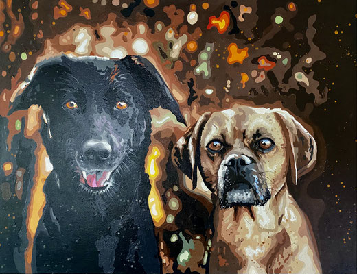 Paula & Balu - 90 x 70 cm Auftrag verkauft