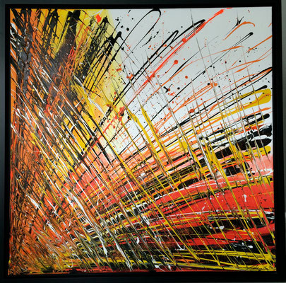 abstraktes Farbenspiel - orange 90x90 cm - verkauft