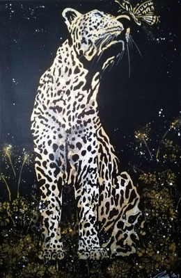 KISS OF A BUTTERFLY (Leopard) - 80 x 120 cm - verkauft