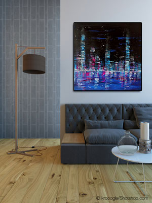 skyline night - 100 x 100 cm