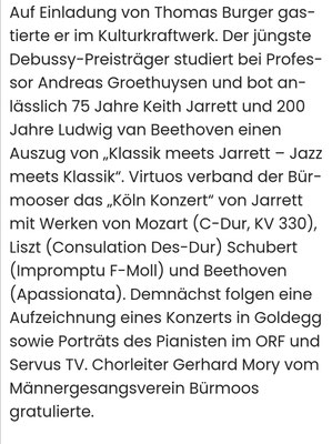 Artikel "KLASSIK MEETS JARRETT"   MeinBezirk - Wolfgang Schweighofer Seite 2