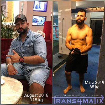 Sener kasumi hat es mit der Hilfe von Trans4matix geschafft unglaubliche 30kg abzunehmen und einiges an qualitativer Muskulatur aufzubauen. Das Ergebnis ist erstklassig.